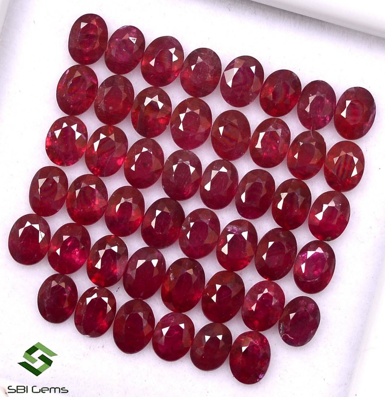 8.43 Cts Natural Ruby Oval Cut 4x3 mm Lot 46 Pcs Deep Red Faceted Loose Gemstone gallery