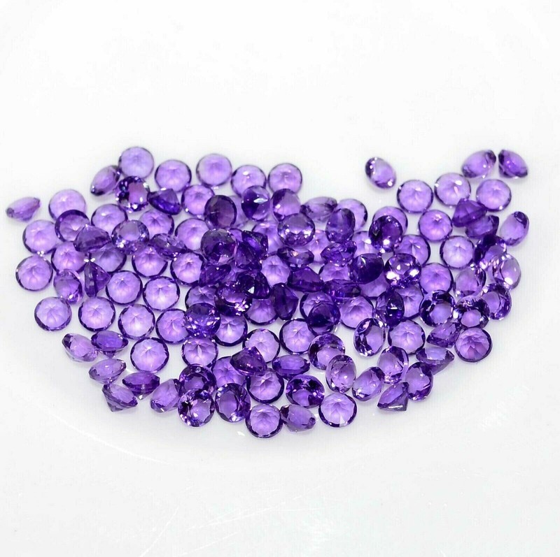 Natural Amethyst Round Faceted Cut Loose Calibrated Gemstone Ready for Jewelry