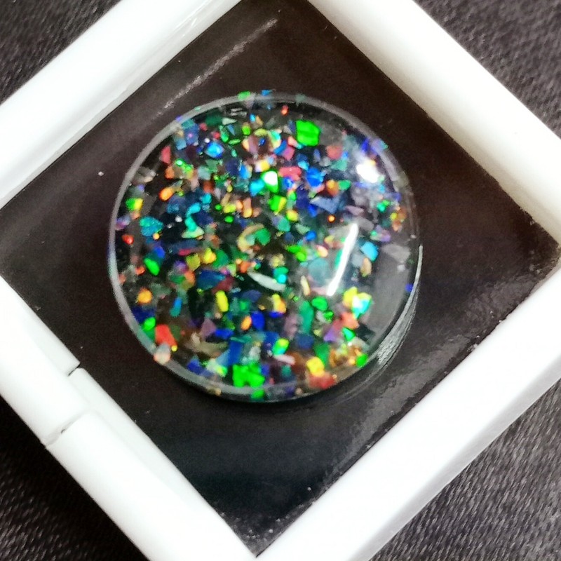 Superb Australian Black Fire Opal Round Natural 12-14 Ct Cabochon Loose Gemstone