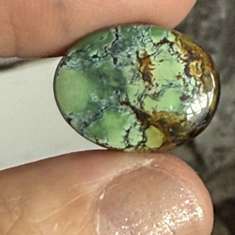 14.10ct 18.7c14.7x6.5mm Green Qingu Mine Turquoise Oval Cabochon Backed Stone gallery