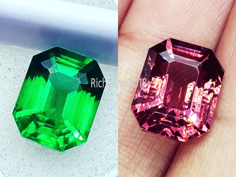 8 to 10 Ct Natural Rhodolite & Green Garnet Loose Gemstone Pair Certified RM250