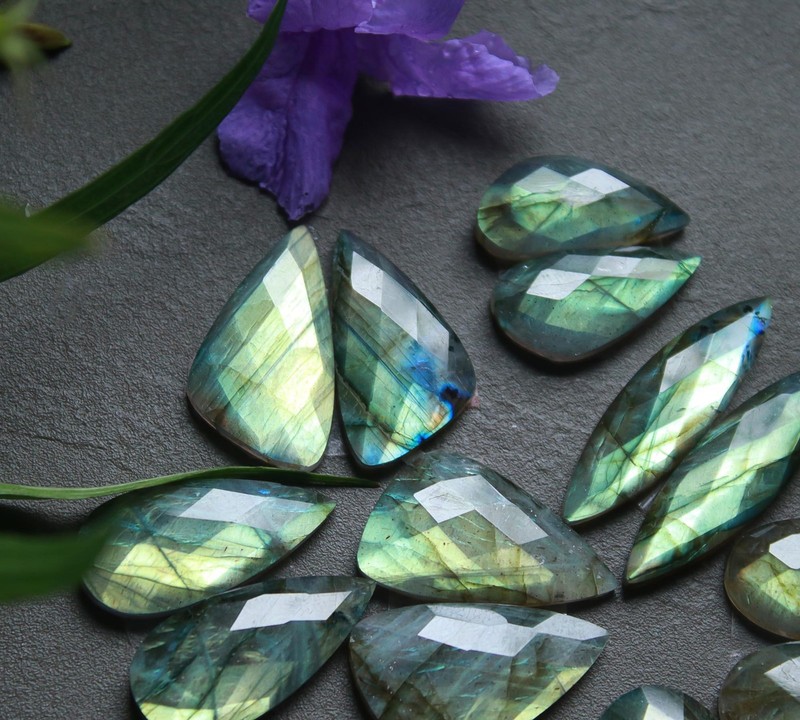10Pairs 237Ct Natural Labradorite Cut Multi Fire Gemstone 11x19-15x32mm #R-12683 gallery