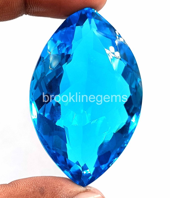 Lab Grown 186 Ct Certified Sky-Blue Topaz Marquise Cut Transparent Gemstone25S gallery