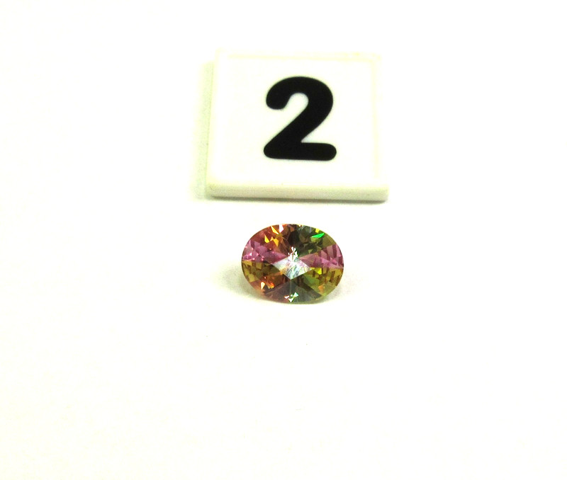 Lucky Stone Faceted Cubic Zirconia, 13x10x6 mm Oval, Multicolor, Good Luck LS #4