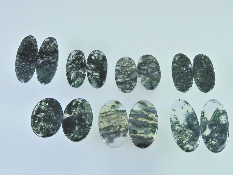 175Cts. Natural Moss Agate Matched Pair Oval Cabochon Gemstone 07 Pair Lot gallery