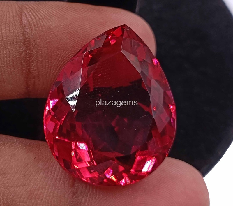52 Ct Natural Blood Red Mozambique Ruby Pear Cut CERTIFIED Flawless Gems 4OUO gallery