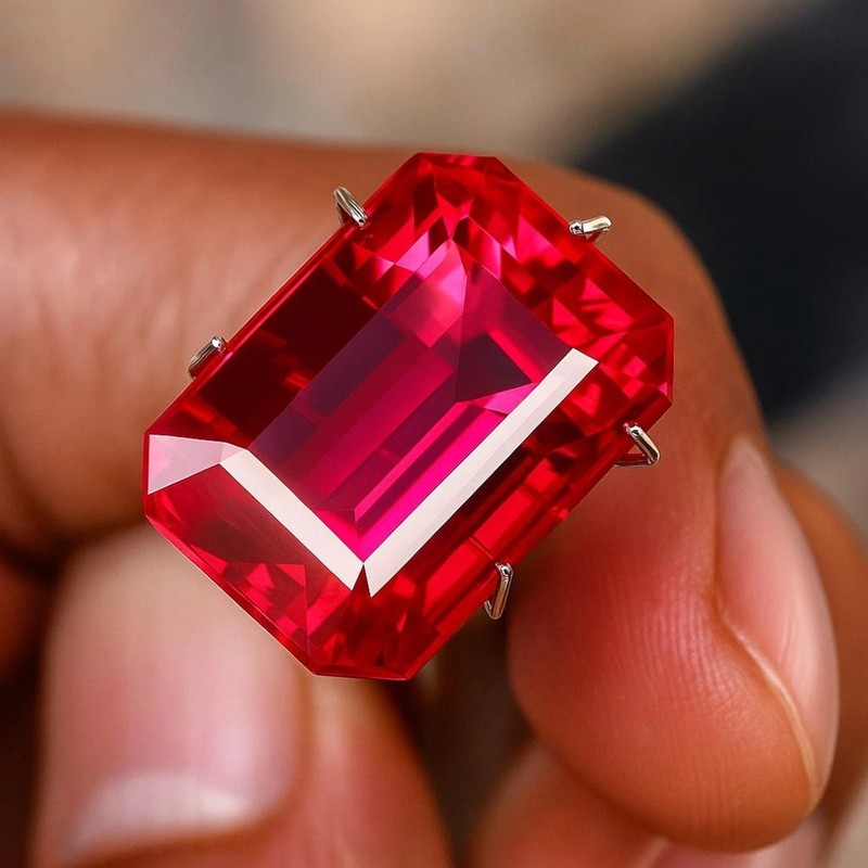 Certified Natural Flawless Burma Emerald Cut 10.22 Ct+ Red Ruby Loose Gemstone gallery