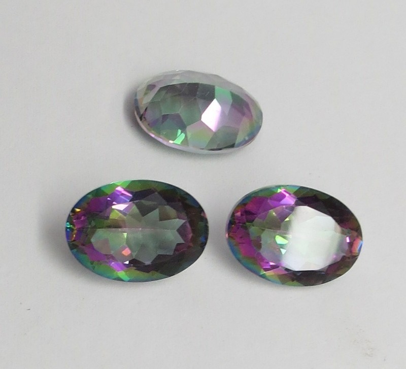 2 Pieces Rainbow Mystic Topaz 10x14mm Oval Natural Topaz Gemstone Loose Stone gallery