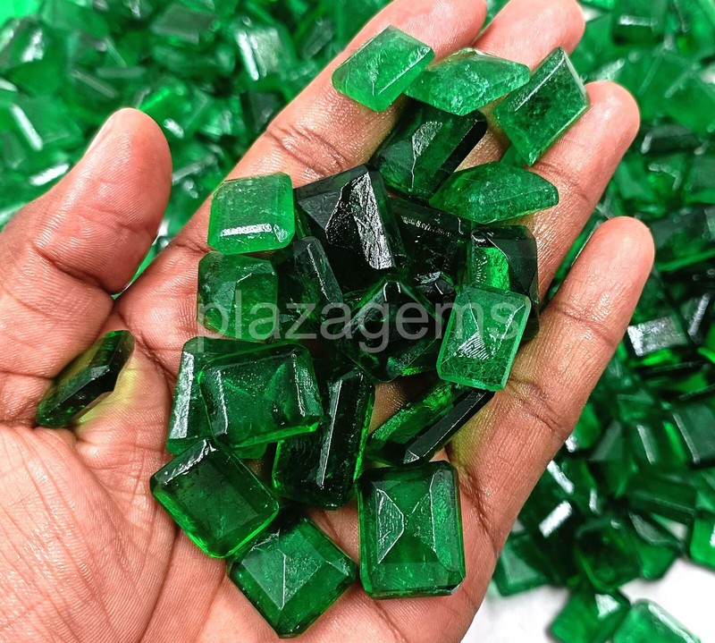 500 CT Natural Green Emerald Lot Zambian Emerald Cut Loose Gemstones 5JRK gallery