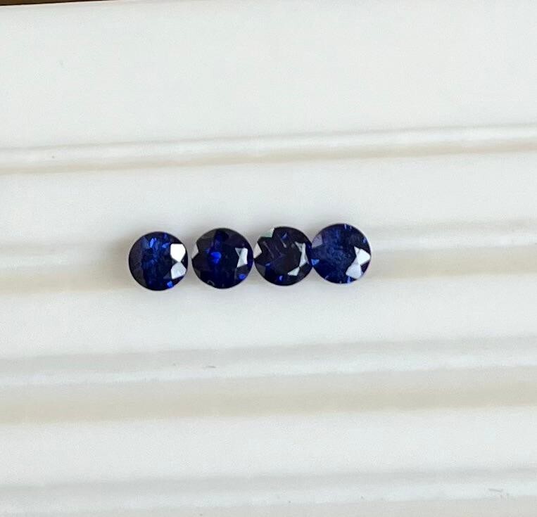 Natural Blue Sapphire Round Cut 3.10 mm Lot 04 Pcs Loose Gemstones
