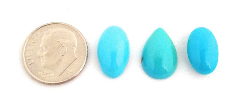 3 pcs 100% Natural Sleeping Beauty Turquoise Cabochons 13-15mm gallery