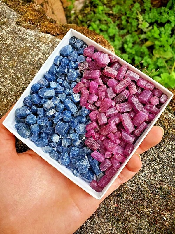Natural Unheated CERTIFIED Ruby Raw + Sapphire Loose Gemstone Rough Mix 100Carat gallery