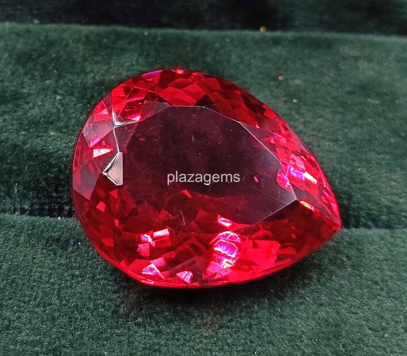 52 Ct Natural Blood Red Mozambique Ruby Pear Cut CERTIFIED Flawless Gems 4OUO gallery