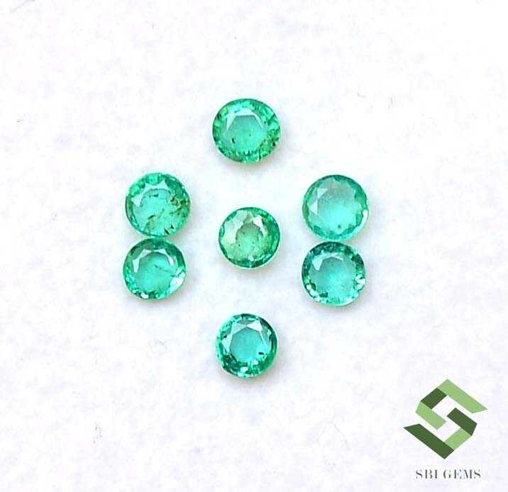 3 mm Natural Emerald Round Cut Lot 07 Pcs 0.64 CTS Untreated Loose Gemstones