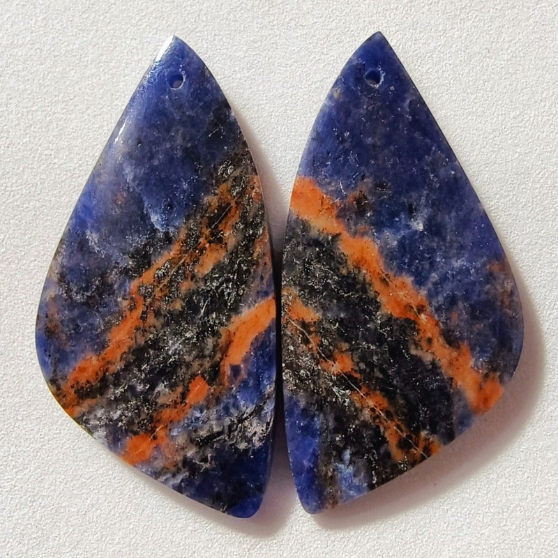 40 Cts Natural Sodalite Drilled Match Pair Cabochon Gemstone 37.7 X 19.1 MM