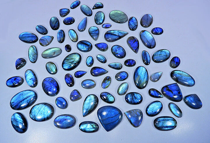 NATURAL BLUE LABRADORITE MIX SHAPE CABOCHON LOOSE GEMSTONE WHOLESALE LOT XZ711 gallery