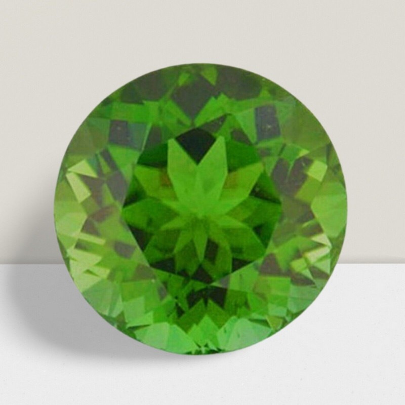 Green Tourmaline Round Cut Gemstone 7 Cts - 14 mm Flawless Loose Gem #
