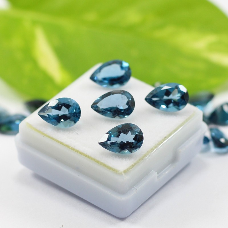 Natural London Blue Topaz Pear Faceted Cut Calibrated Loose Gemstone Lot