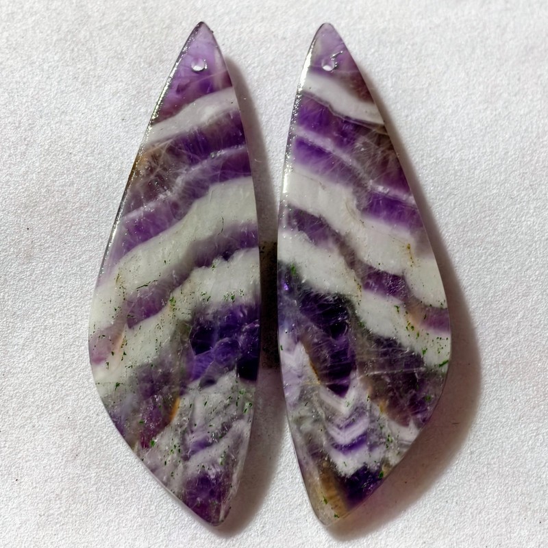 44 Cts Natural Amethyst Drilled Pair Cabochon Gemstone For Earrings 48.7X16.2 MM