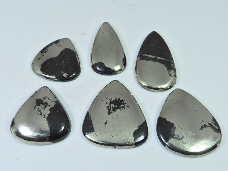 395Cts. Natural Apache Gold Pyrite Pear Cabochon Loose Gemstone 06 Pcs Lot f081
