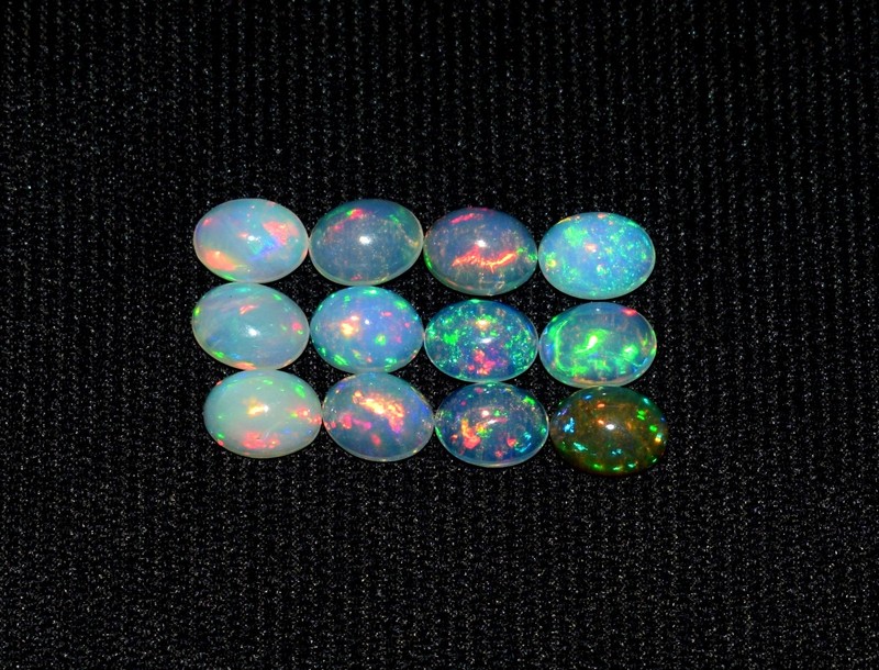 Natural Ethiopian Opal Welo Fire Loose Gemstone Cabochon 12 Pcs size 6x8mm Lot3 gallery
