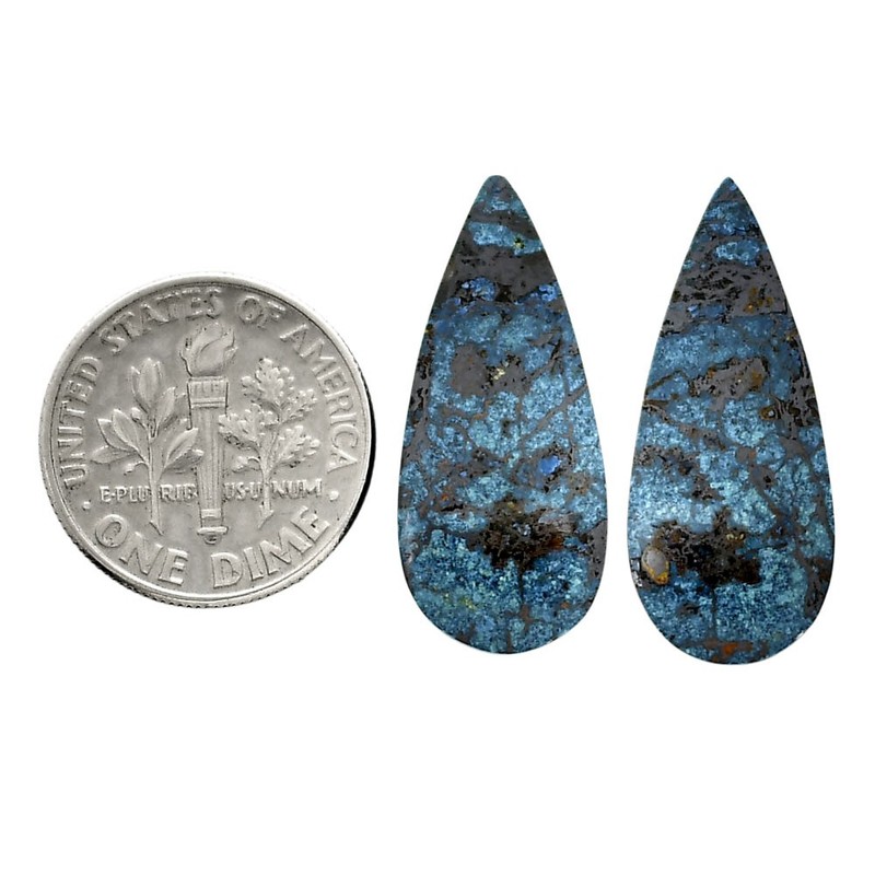 Natural Shattuckite Pair 11x25.8x4 mm Pear Shape Polished Gemstone LS39-04619 gallery