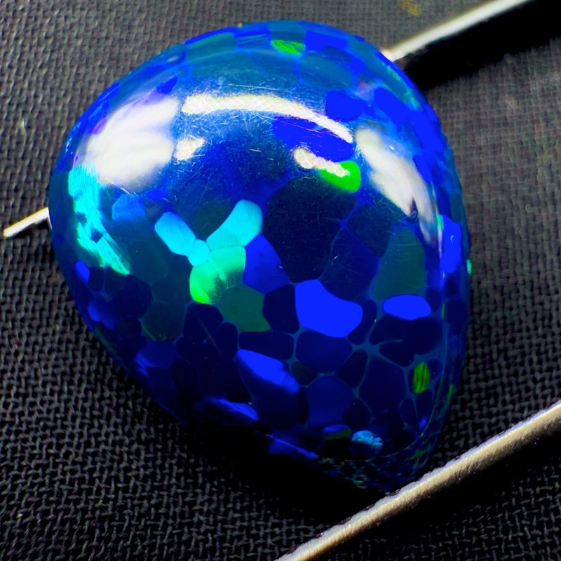 opal 7.55 Ct for jewelry, honeycomb natural black opal loose cabochon 17×14 mm