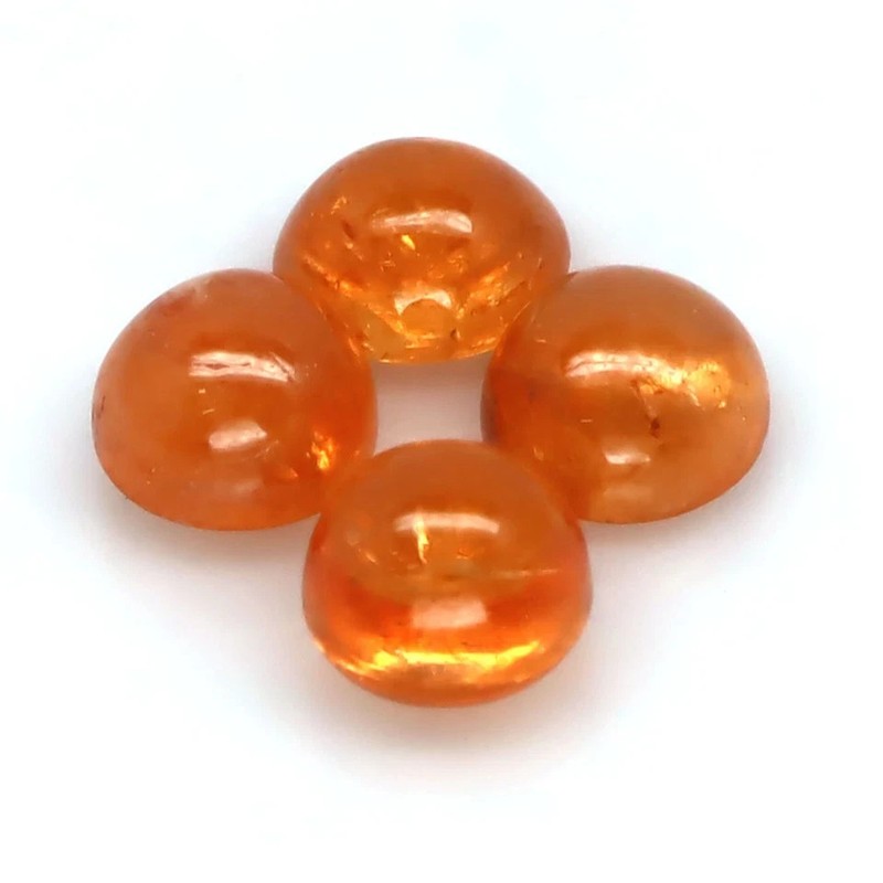 5mm Unheated Fanta Orange Mandarin Garnet Round Cabochon African Loose Gemstone