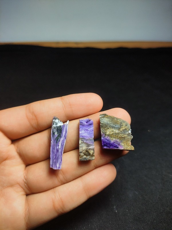 Natural Charoite Polished Slices – Varied Sizes and Patterns, Sizes , Weights gallery