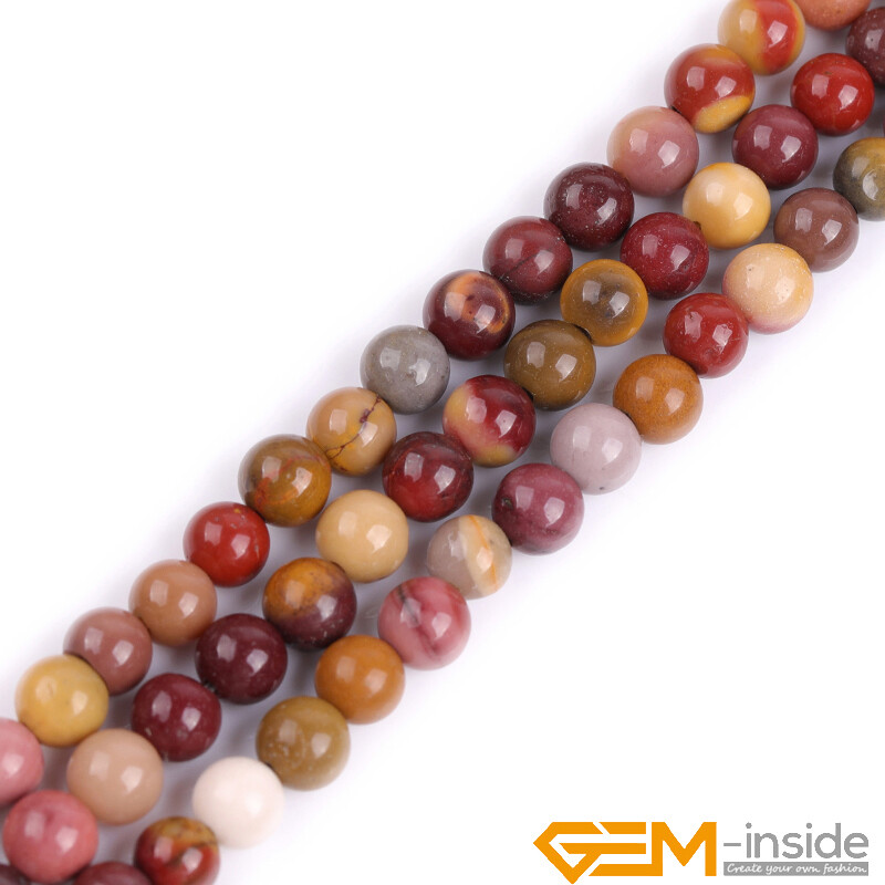Natural Round Multicolor Mookaite Gemstone DIY Beads For Jewellery Making 15″
