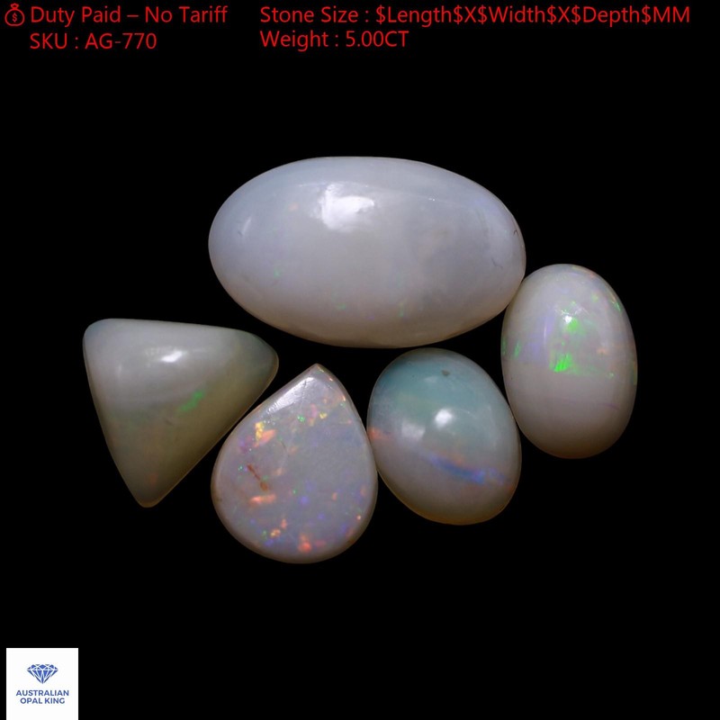 5 Pcs 5.00 Cts Natural Fire Opal Artisan Cabochon Lot 5X7X2 TO 7X11X4 MM