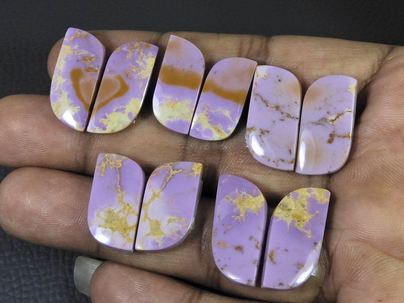 85Cts.Natural Phosphosiderite Matched Pair Fancy Cabachon Gemstone 5Pair Lot
