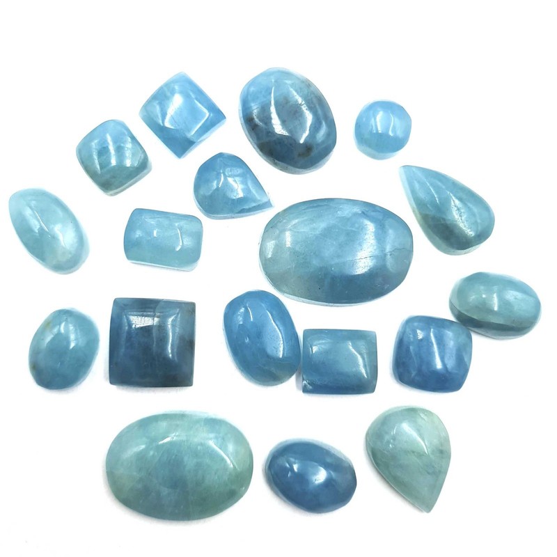 Natural Aquamarine Mix Shape Cabochon Gemstone Lot 8-10 Pcs 8*12-15*22 MM 100 CT