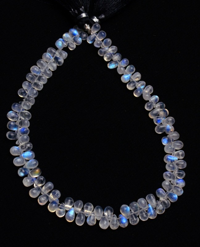Natural Gem Rainbow Moonstone 7x4mm Approx Size Teardrop Shape Smooth Beads 10" gallery