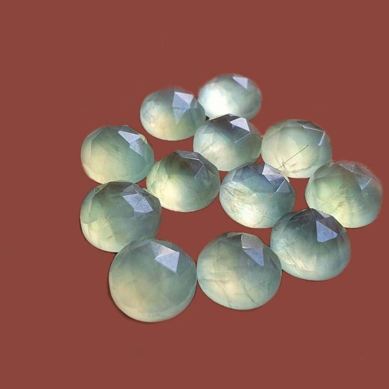 14mm Prehanite Natural Round Rose Cut Loose Gemstone