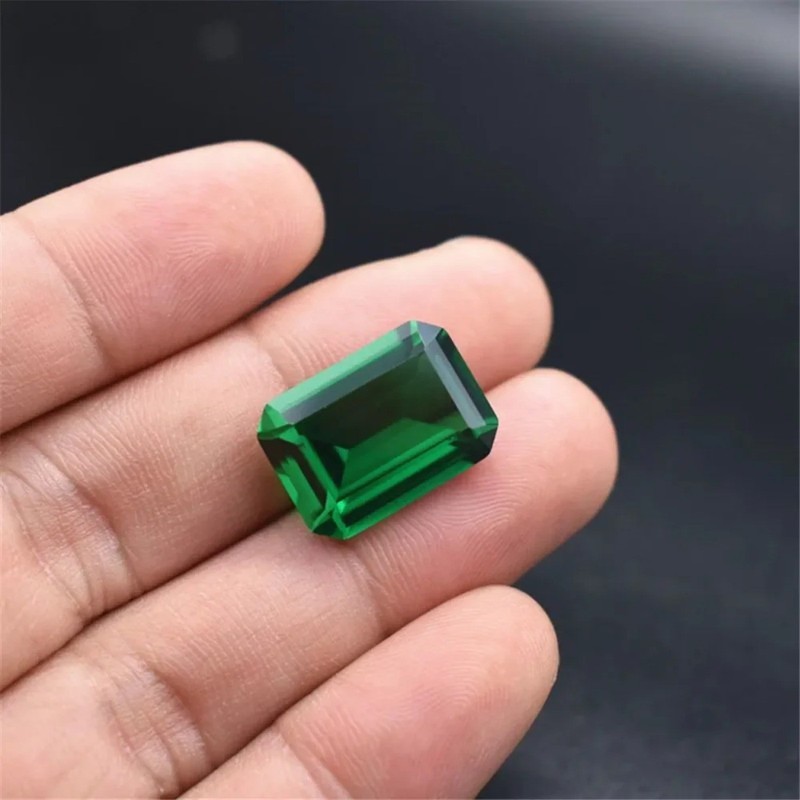 Emerald Rectangle Faceted Gemstone Emerald Cut Vivid Green Emerald Gem gallery