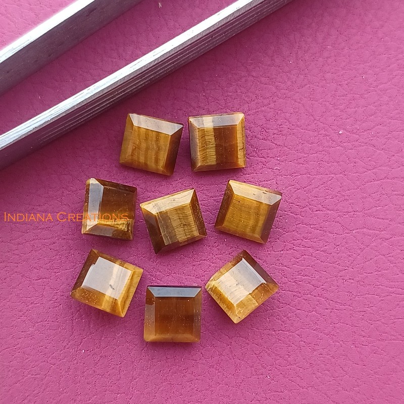 Golden Tiger Eye Square Faceted Cut 6mm To 20mm Natural Loose Gemstone