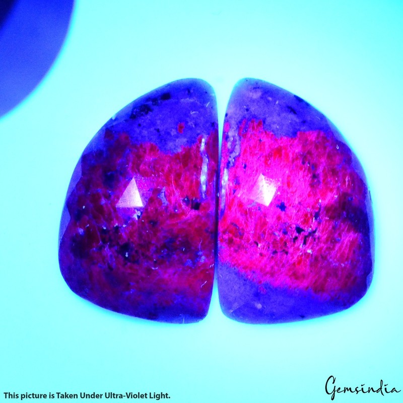 96 Ct Natural Bi Color Ruby in Zoisite Pair Fancy Checker Cut Gems For Earrings gallery