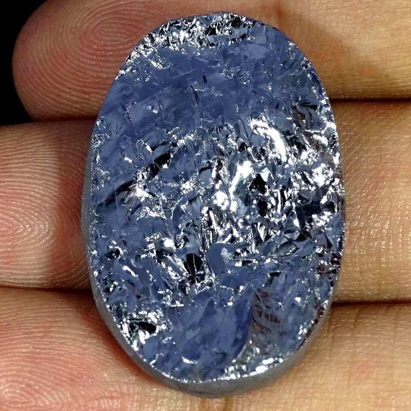 38.50Cts Natural Silver Faux Druzy Oval Cabochon Gemstone 22X33X7MM