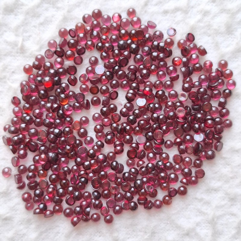 5 Pcs Natural Garnet Hyderabadi Round Cabochon 3mm Approx AMJ2325