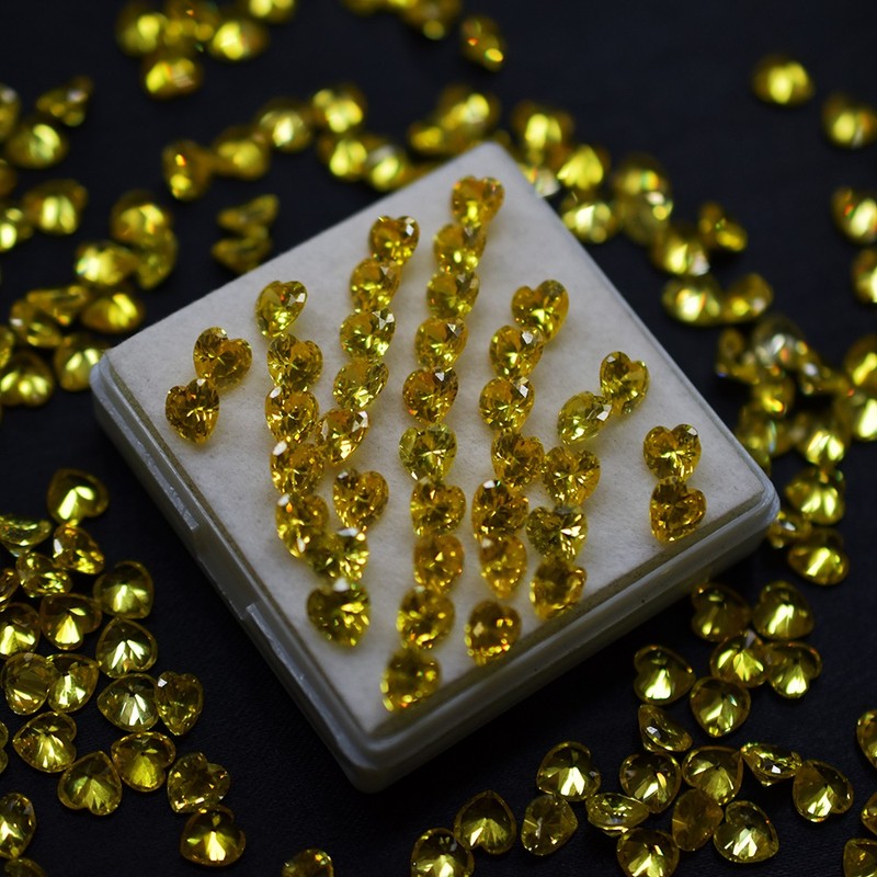 6×6 mm 4 Pcs Natural Yellow Sapphire Certified Flawless Heart Cut Lot Gemstone gallery