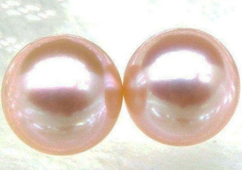 Natural 9mm AAA+ Match Pair Perfect Round Loose Pink Akoya Pearl Half Drilled