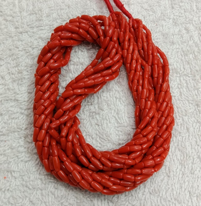 16"INCHES 100%!! Natural Italian Coral....Micro Smooth Drum Beads...AAA quality. gallery