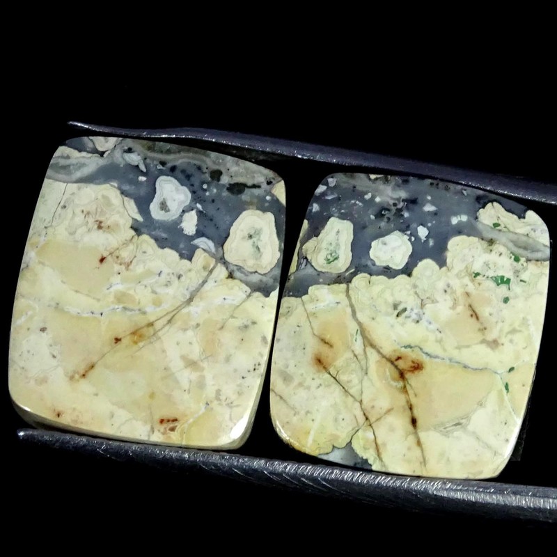28.80Cts Natural Maligano Jasper Pair Cushion Cabochon Gemstone 14X16X5MM