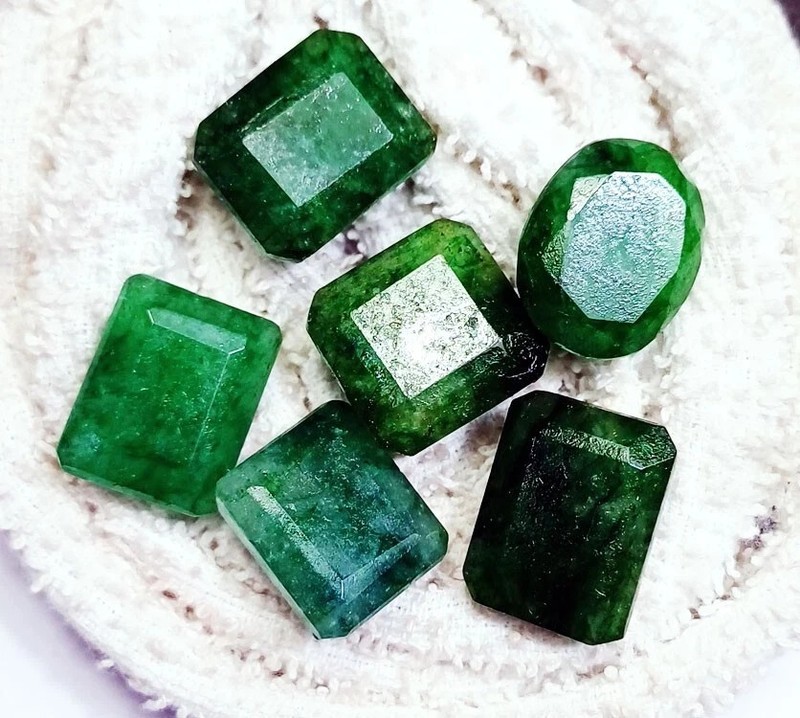Natural Emerald Mixed Shape 114.25 Ct / 6 Pcs Lot Loose Gemstone With Free Gift