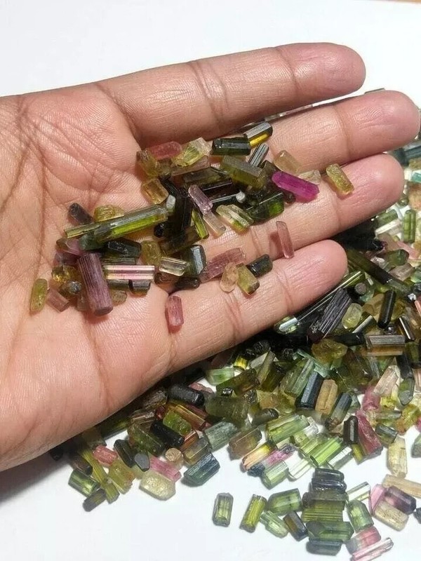 Natural Bi-Color Multicolor 300 Ct Tourmaline Pencil Rough Lot Loose Gemstone A+ gallery