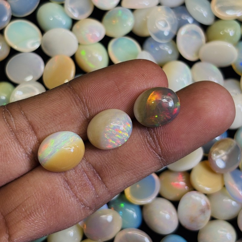 Natural Opal 6x4 mm CERTIFIED 8 Pcs Oval Lot Ring Making Loose Gemstone gallery