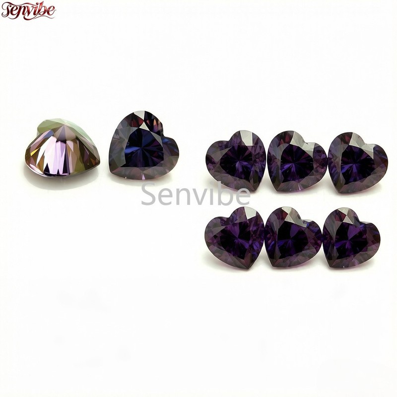 0.5~3ct VVS1 Imperial Purple color Heart Cut Moissanite Loose Gemstones Jewelry gallery