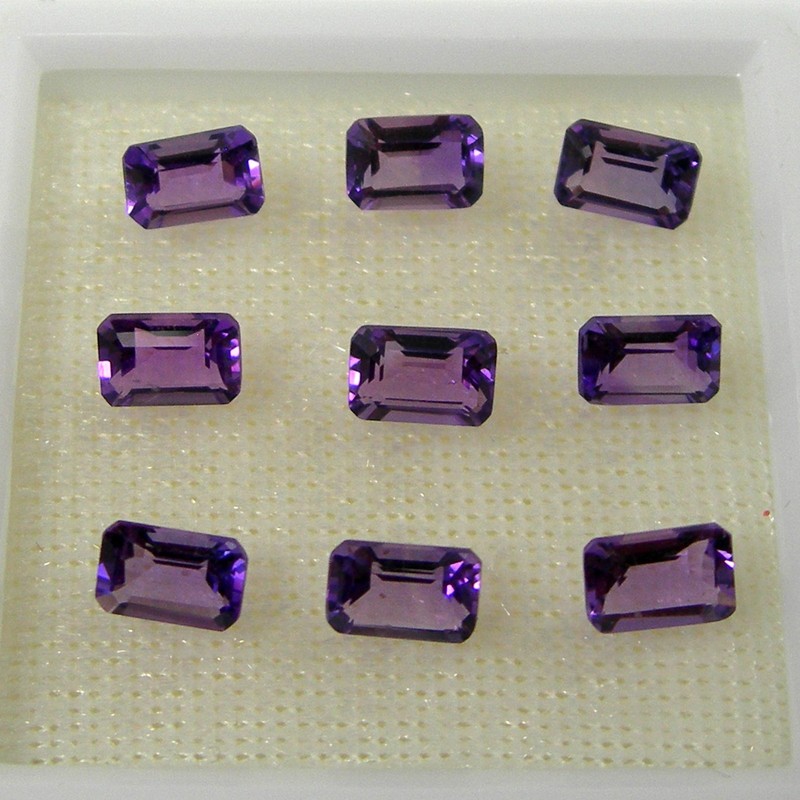 0.55ct Emerald Cut 6x4mm Bright Purple Natural Amethyst Loose Gemstone, Qty 1