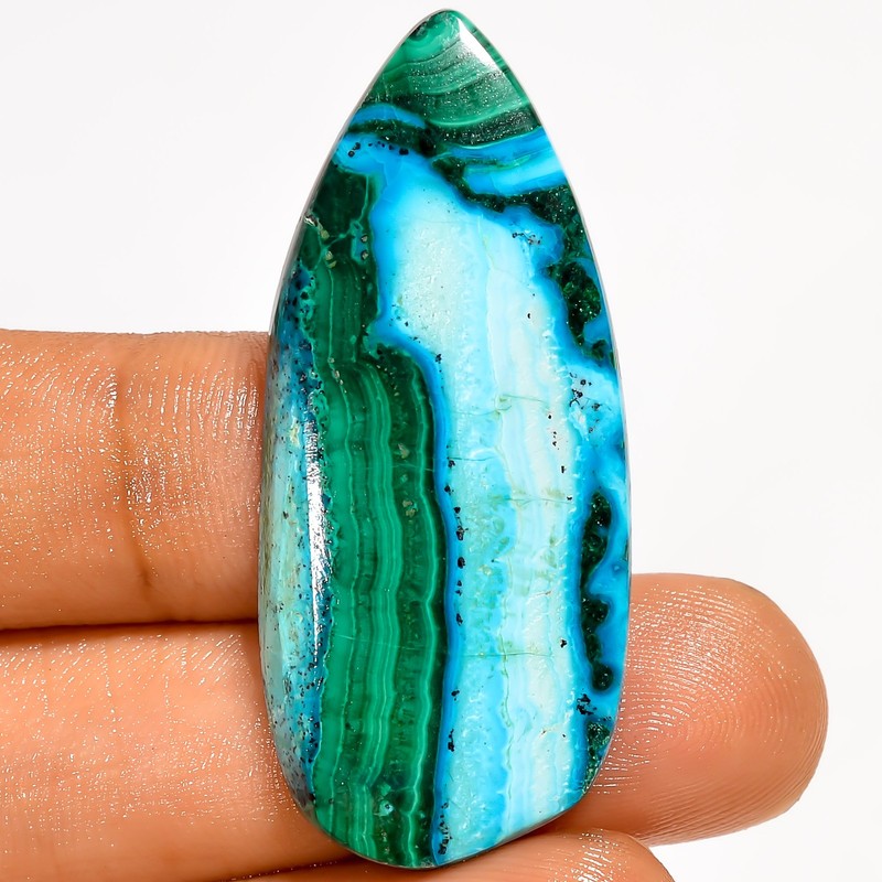 100% Natural Malachite Chrysocolla Pear Cabochon Gemstone 32 Ct 43X18X4mm UG4084